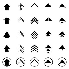 Black next up arrows set digital symbol pointer icons logo sign button collection. EPS 10 modern flat simple cursor vector illustration on a white background