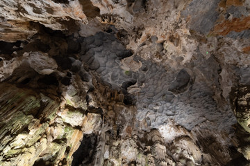 Ha long Bay,Vung Vieng Fishing Village,vietnam Dong Thien Cung Cave or paradise cave one of the most magical caves in Ha long bay famous place for tourist.