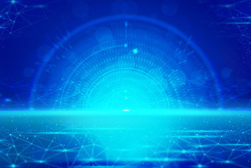 Obraz premium technologia ai głębokiego uczenia danych, robotyka, cząsteczka substancji chemicznej, nauka o komórkach atomowych, futurystyczna sieć cybernetyczna, system ilustracji tła renderowania 3d, podróże kosmiczne