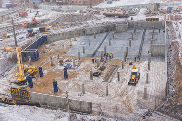 The foundation of a new high-rise building