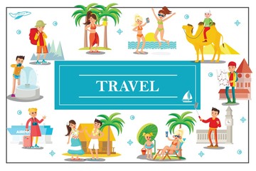 Flat Summer Travel Colorful Concept