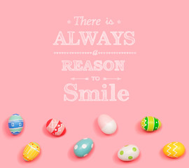 There is always a reason to smile with Easter eggs on a pink background