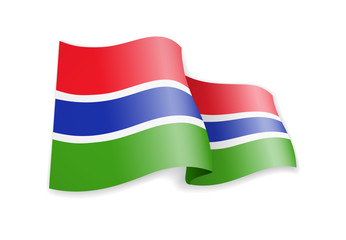 Gambia flag in the wind. Flag on white vector illustration