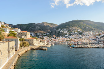 Fototapeta na wymiar View of Hydra old town and port, Greece