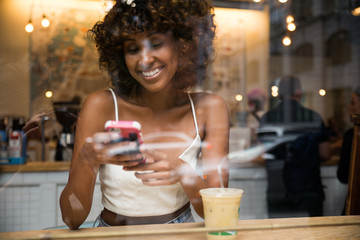 Beautiful woman in a coffehouse