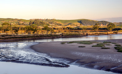 Coastline in Asturias in the north of Spain. You can see the ocean in a sunny day.