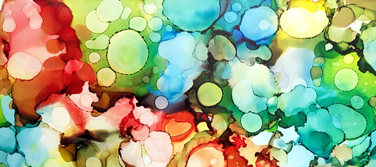 A detail from an alcohol ink painting. Colorful abstract painted background. Textured, contemporary...