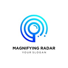 Logo Template, magnifying glass with circular radar / map