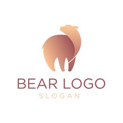Modern Bear Vector Logo Template,  the bear is looking back, Modern style with color gradation
