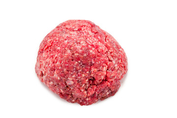 Raw chopped meat isolated on white background.