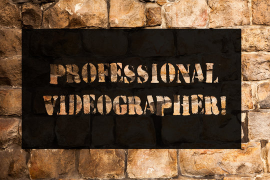 Conceptual Hand Writing Showing Professional Videographer. Concept Meaning Demonstrating Who Makes Video Films As Paid Job Brick Wall Art Like Graffiti Motivational Call Written On The Wall