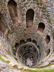 Well of Initiation, Inverted Tower in the gothic castle of Quinta Regaleira in the city of Sintra in Portugal.