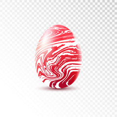 Red egg with marble texture isolated on transparent background. Easter object template.