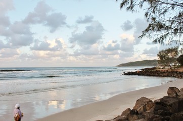Byron bay beach ocean sand landscape NSW, Australia, popular tourist destinations known for its...