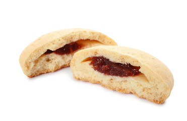 Tasty cookies for Islamic holidays isolated on white. Eid Mubarak