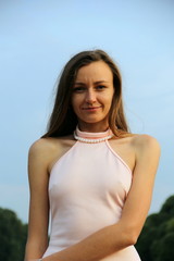 Girl in pink dress in the Park