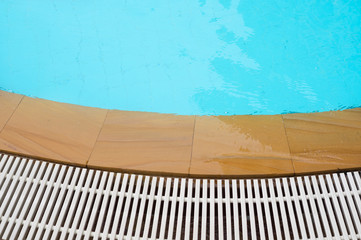 Swimming pool with tile edge.