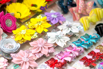 flowers hairpins for girls of different bright spring flowers in stock