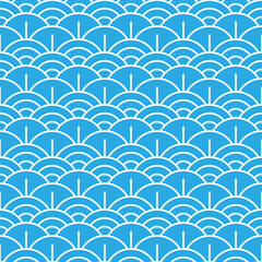 Fototapeta na wymiar Seamless pattern. Wave. Fish scales texture. Vector illustration. Scrapbook, gift wrapping paper, textiles. Blue simple background