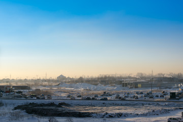 Fototapeta na wymiar panorama of city in winter