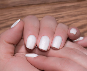 Beautiful manicure. Nail white