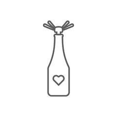 champagne with the emblem of the heart icon. Element of Romance for mobile concept and web apps icon. Outline, thin line icon for website design and development, app development