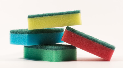 sponges for washing dishes on white background