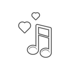 musical notes with heart icon. Element of Romance for mobile concept and web apps icon. Outline, thin line icon for website design and development, app development