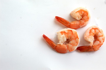 boiled shrimp isolated on white background
