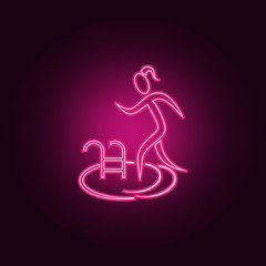 girl relaxation in the bathtub icon. Elements of SPA in neon style icons. Simple icon for websites, web design, mobile app, info graphics