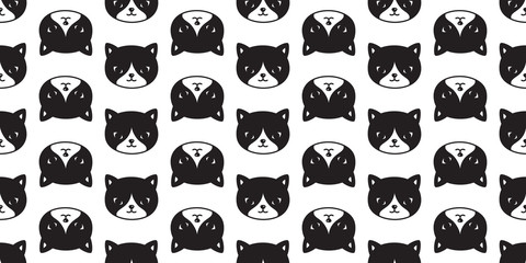 cat seamless pattern vector kitten calico pet repeat wallpaper scarf isolated tile background black