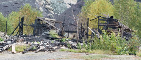 Burnt out house Karabash city