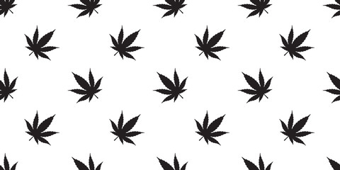 Marijuana weed seamless pattern vector cannabis leaf repeat wallpaper tile background scarf isolated plant