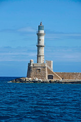 THE OLD 16TH CENTURY VENETIAN LIGHTHOUSE. CHANIA, CRETE. GREEK ISLANDS