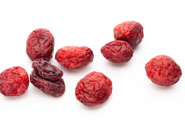Dried cranberries isolated on white background