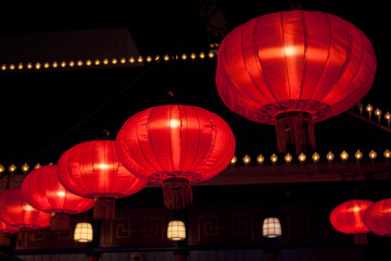 chinese red  lamps on the street 