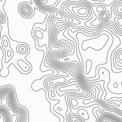 Topographic map. Black lines on white background. Contour abstract background. Vector illustration.