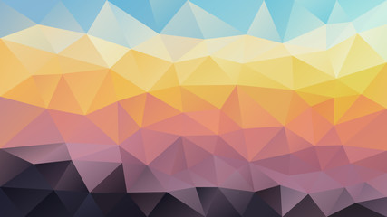 vector abstract irregular polygon background - triangle low poly pattern - sunset purple violet orange yellow sky blue color
