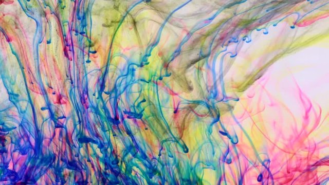Beautiful movement of paint under water.