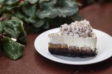 Banoffee cake on the table