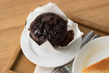 Chocolate cake on the table