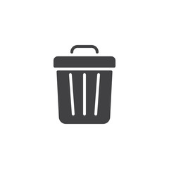 Trash can vector icon. filled flat sign for mobile concept and web design. Garbage bin glyph icon. Delete symbol, logo illustration. Pixel perfect vector graphics