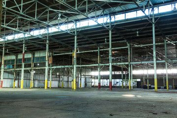 Open industrial area of an abandoned factory