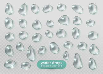 Realistic transparent Water drops. Vector eps10