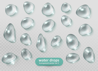 Realistic transparent Water drops. Vector eps10