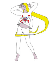 Young attractive girl dancing.