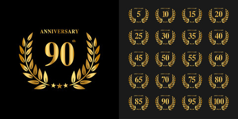Set of anniversary logotype. Golden anniversary celebration emblem design for company profile, booklet, leaflet, magazine, brochure poster, web, invitation or greeting card.
