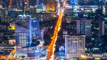 High view of Bangkok cityscape night light 2