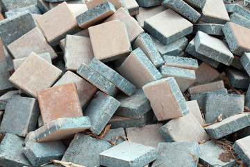 pile of red bricks  for construction