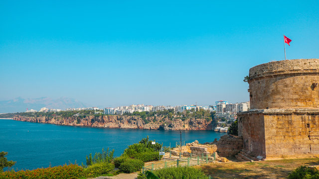 Hidirlik Tower During the day. Shoot in Antaya, Turkey.